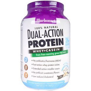 Bluebonnet Nutrition, Dual-Action Protein, Whey + Casein, Natural French Vanilla Flavor, 2.1 lb (952 g) BLB-01605 фото