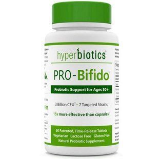 Hyperbiotics, ПРО-бифидо, пробиотический поддерживающий препарат для людей старше 50 лет, 60 таблеток замедленного высвобождения HYB-11377 фото