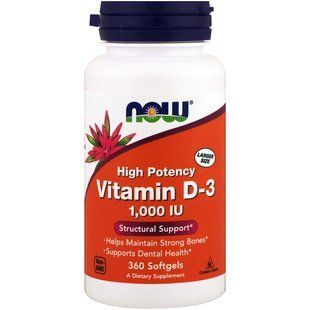 Now Foods, Витамин D-3, высокая эффективность, 1000 МЕ, 360 желатиновых капсул NOW-00375 фото