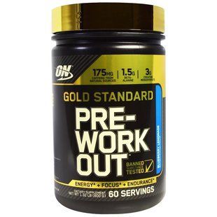 Optimum Nutrition, Gold Standard, предтренировочная добавка, голубика-лимонад, 600 г OPN-05429 фото