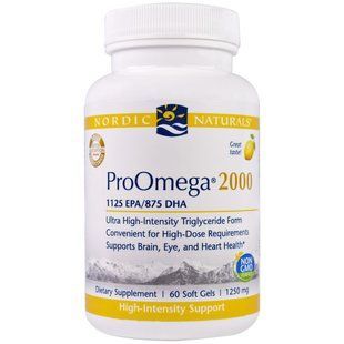 Nordic Naturals Professional, ПроОмега 2000, пищевая добавка с омега-3, с лимонным вкусом, 1250 мг, 60 мягких желатиновых капсул с жидкостью NOR-12138 фото