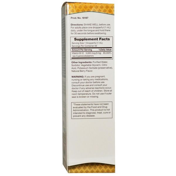 Natures Bounty, Sublingual Liquid, B12, 5,000 mcg, 2 fl oz (59 ml) NRT-18187 фото