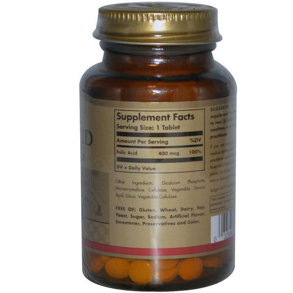 Bитамин Б9 - Фолиевая кислота (Vitamin B9 - Folate)Solgar 400 мкг, 250 таблеток SOL-01081 фото