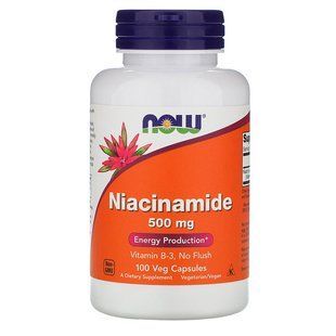 Ниацинамид, витамин В-3, Niacinamide Now Foods 500 мг, 100 капсул NOW-00478 фото