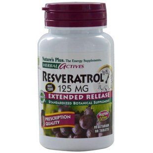 Natures Plus, Herbal Actives, Ресвератрол, 125 мг, 60 растительных таблеток NAP-07370 фото