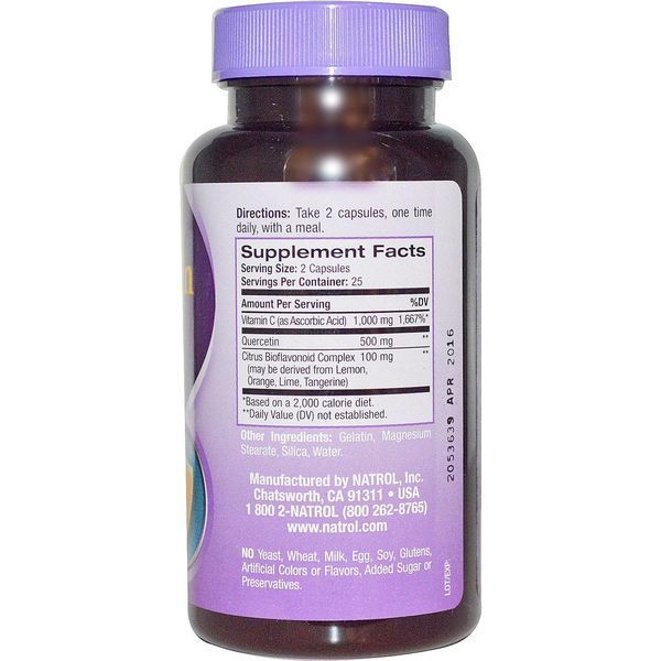 Natrol, Кверцетин (Quercetin), 500 мг, 50 капсул NTL-00908 фото
