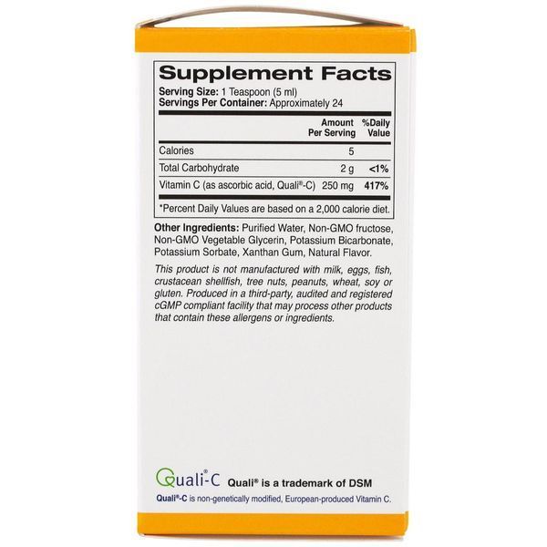 California Gold Nutrition, Жидкий витамин C для детей, с апельсиновым вкусом, 4 жидких унции (118 мл) CGN-01099 фото