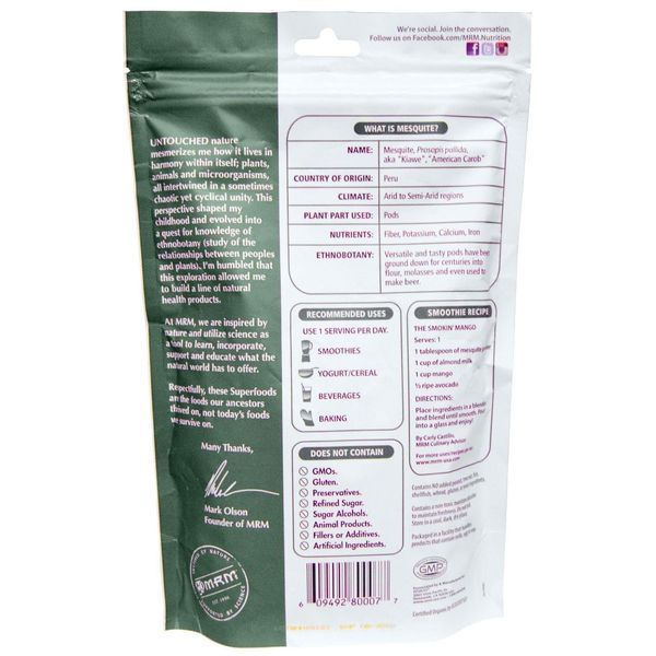 MRM, Raw Organic Mesquite Порошок, 8.5 oz (240 g) MRM-80007 фото