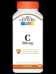 Витамин С 500мг. Vitamin C 21st Century Vitamin C 500mg 250 таб. CEN-22338 фото