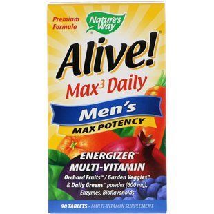 Natures Way, Alive!, Max3 Daily, максимальная мужская энергия, 90 таблеток NWY-15542 фото