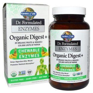 Garden of Life, Dr. Formulated Ензими, Органічне засвоєння +, Тропічний смак, 90 жувальних таблеток GOL-11843 фото