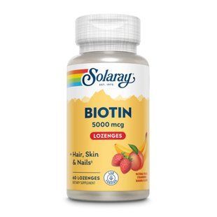 Biotin 5000mcg - 60 Lozenges Natural Peach, Strawberry, Banana 2022-10-1794 фото