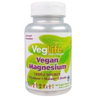 VegLife, Магний растительного происхождения, три источника, 90 вегетарианских капсул VGL-29101 фото
