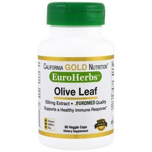 California Gold Nutrition, EuroHerbs, Оливковые листья XT 500 mg, VC EM, 60 карат CGN-01113 фото