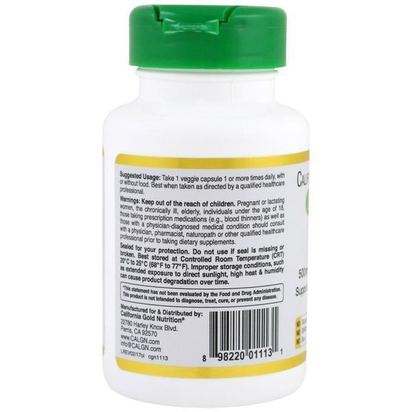 California Gold Nutrition, EuroHerbs, Оливковые листья XT 500 mg, VC EM, 60 карат CGN-01113 фото