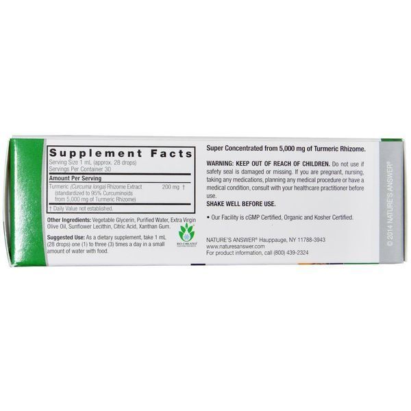 Natures Answer, Turmeric-3, 5,000 mg, 1 fl oz (30 ml) NTA-00901 фото