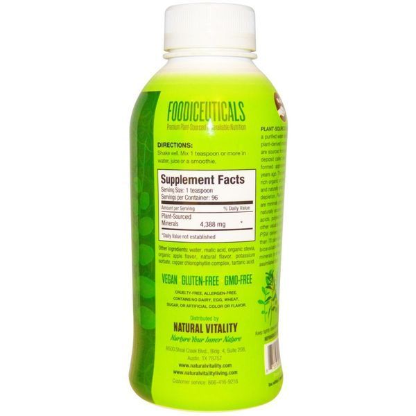 Natural Vitality, Растительные минералы, со вкусом органического зеленого яблока, 16 ж. унций (473 мл) PTG-00193 фото