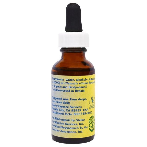Flower Essence Services, Клематис, квіткова есенція, 1 рідин та си. унц. (30 мл) FES-21009 фото
