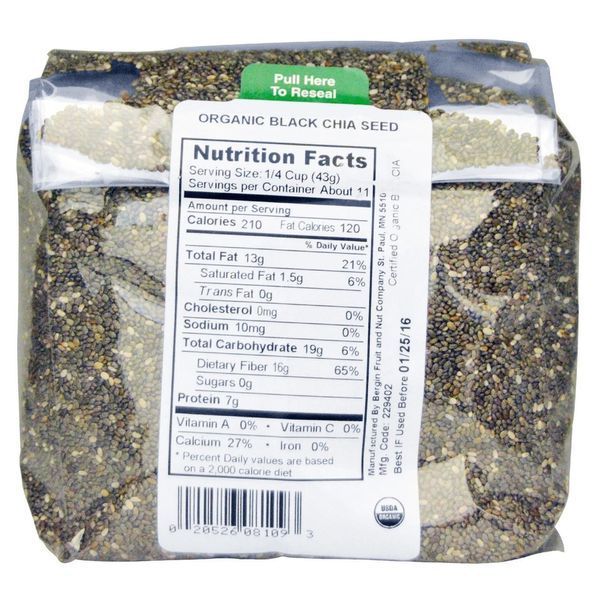 Bergin Fruit and Nut Company, Органічні чорні насіння чіа, 16 унцій (454 г) BFN-08109 фото