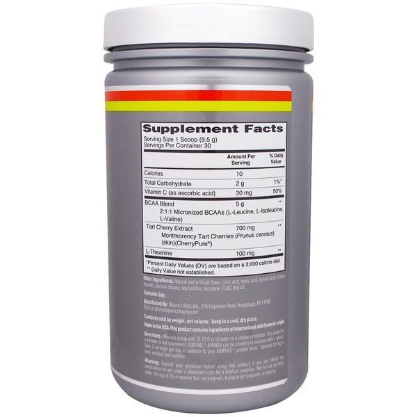 Natures Best, IsoPure, Aminos, Вишня и Зеленый Лимон, 10,5 унций (285 г) NBT-02341 фото