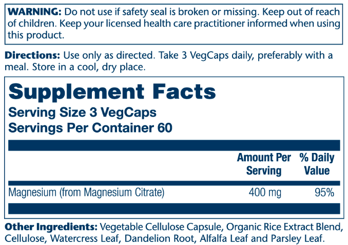 Magnesium Citrate 400mg - 180 vcaps (Без етикетки) 2023-10-7940 фото