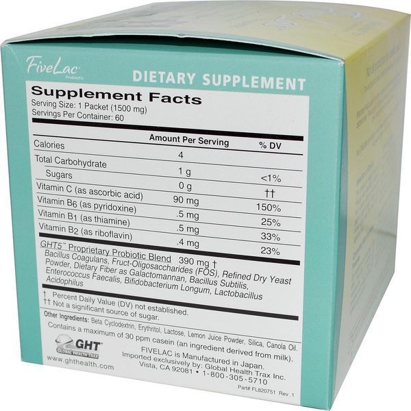 Global Health Trax, FiveLac пробиотик со вкусом лимона, 60 пакетов по 1,5 г каждый GHT-00770 фото