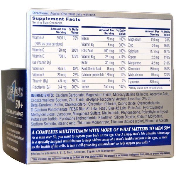 One-A-Day, Mens, 50+ Healthy Advantage,мультивитамин /мультиминерал, 65 таблеток OAD-55008 фото