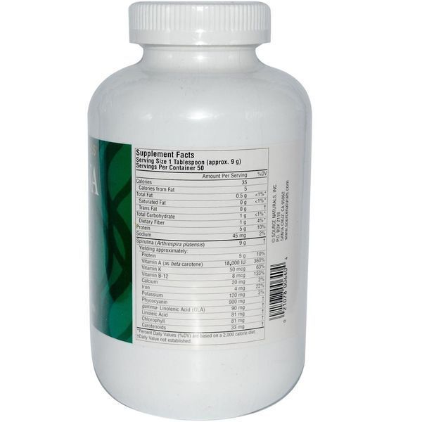 Source Naturals, Спирулина в порошке, 16 унций (454 г) SNS-00640 фото