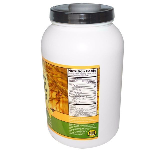 NutriBiotic, Рисовый белок, с ванилью, 3 фунта (1.36 кг) NBC-00156 фото