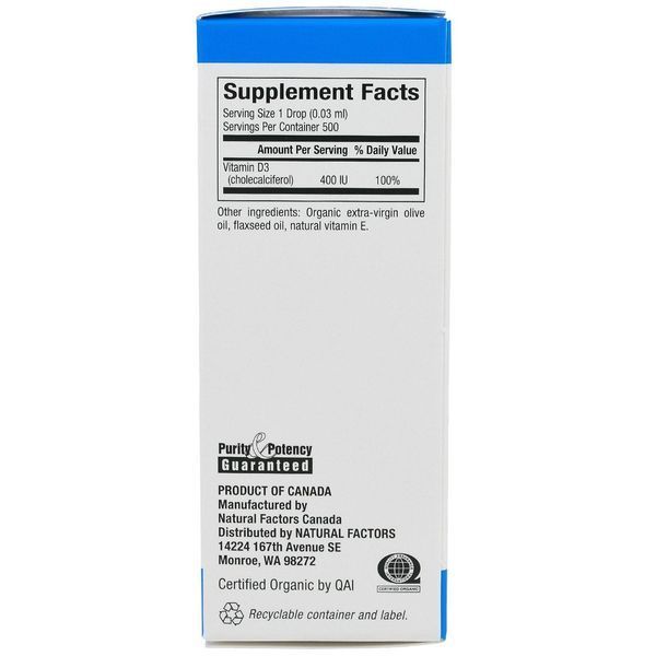 Natural Factors, Капли для детей с витамином D3, 400 IU, 15 мл NFS-01058 фото