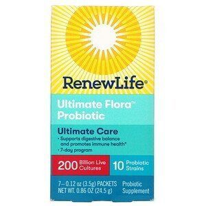 Renew Life, Ultimate Flora, максимально активный пробиотик + пребиотик, 200 млр 7 пакетов, 0,8 унции (23,1 г) REN-15859 фото