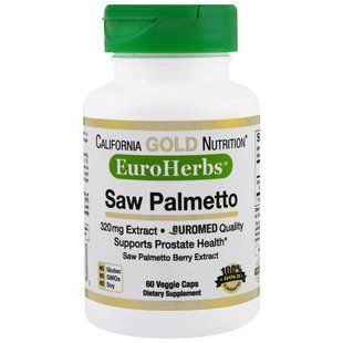 California Gold Nutrition, EuroHerbs Пальма Сереноа XT 320 mg, VC EM, 60 карат CGN-01116 фото
