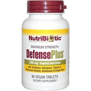 NutriBiotic, DefensePlus, 250 мг экстракт косточек грейпфрута, 90 веганских таблеток NBC-01015 фото