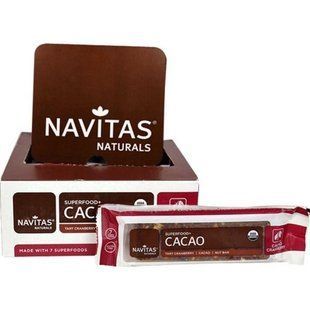Navitas Organics, Суперпродукт+ какао, органические батончики-суперпродукт с какао и клюквой, 12 батончиков, 16,8 унций (480 г) NAV-02027 фото