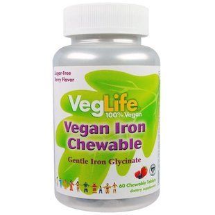 VegLife, Железо растительного происхождения, вкус ягод, 60 жевательных таблеток VGL-81025 фото