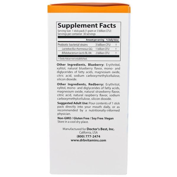 Doctors Best, Fast Melt, Immune Probiotic with Bifodan, 30 Stick Packets DRB-00436 фото