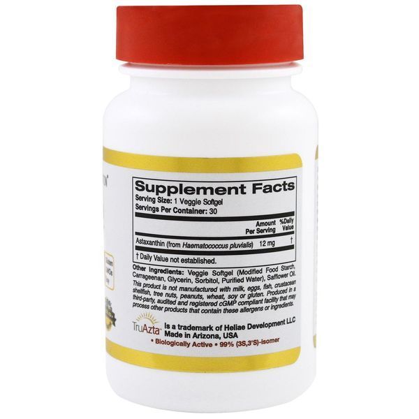 California Gold Nutrition, Натуральный астаксантин, тройная сила, получено и изготовлено в США, без ГМО, 12 мг CGN-01103 фото