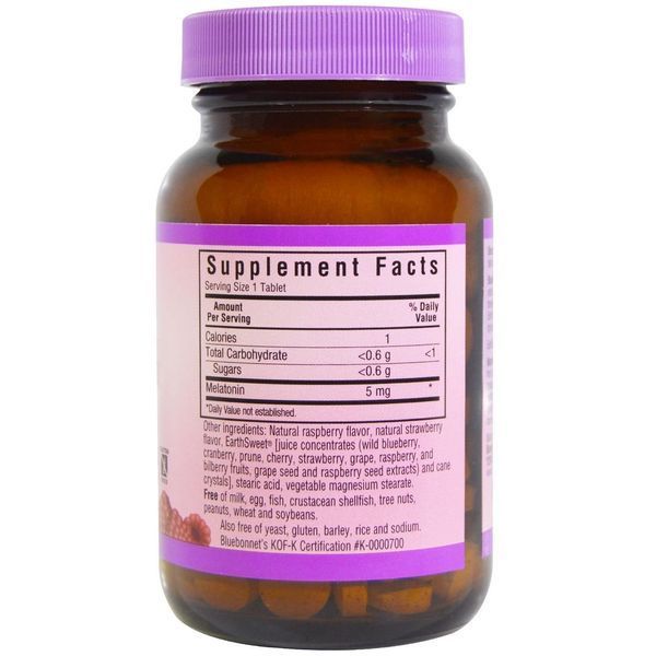 Bluebonnet Nutrition, Жевательные конфеты EarthSweet, мелатонин, натуральный малиновый вкус, 5 мг, 120 жевательных таблеток BLB-00997 фото