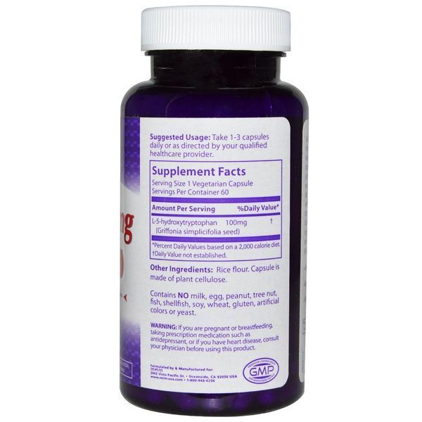 MRM, Пищевая добавка 5-HTP, 100 мг, 60 растительных капсул MRM-55006 фото