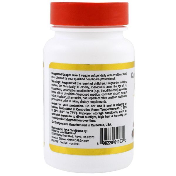 California Gold Nutrition, Натуральный астаксантин, тройная сила, получено и изготовлено в США, без ГМО, 12 мг CGN-01103 фото