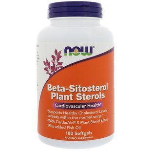 Now Foods, Комплекс рослинних стеролів, що містять бета-ситостерол (Beta-Sitosterol Plant Sterols), 180 м'яких таблеток NOW-03079 фото