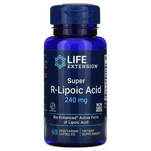 Life Extension, Супер R-ліпоєва кислота, 240 мг, 60 капсул на рослинній основі LEX-12086 фото