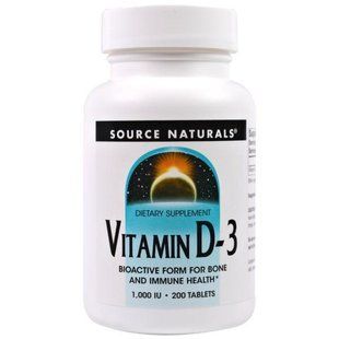 Source Naturals, Витамин D-3, 1000 МЕ, 200 таблеток SNS-01792 фото