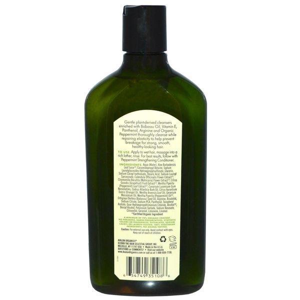 Avalon Organics, Шампунь, укрепляющая мята, 11 жидкая унция (325 мл) AVA-35108 фото