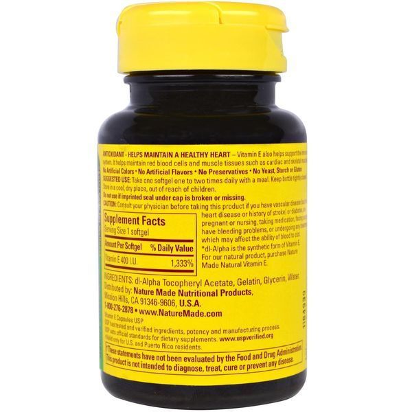 Nature Made, Vitamin E, 400IU, dl-Alpha, 100 Liquid Softgels NDM-01160 фото