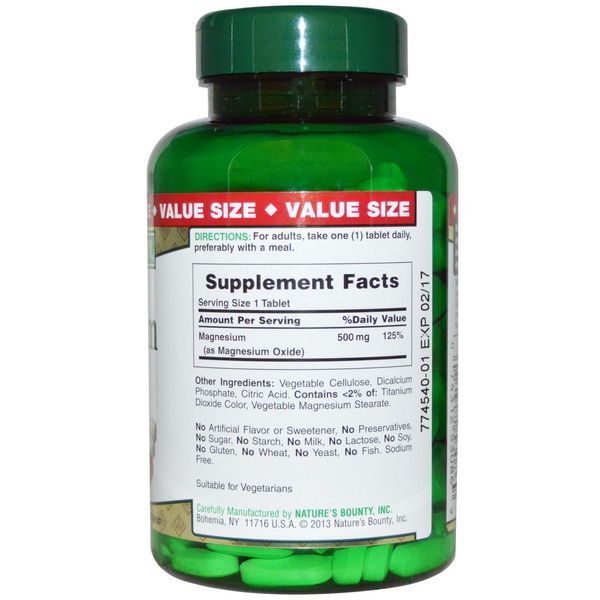 Natures Bounty, Magnesium, 500 mg, 200 Coated Caplets NRT-53086 фото