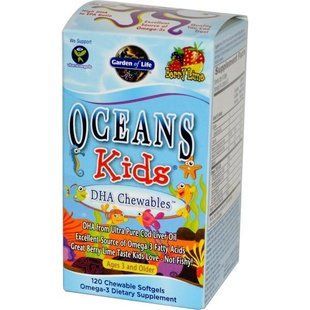 Garden of Life, Oceans Kids, DHA Chewables, от трёх лет и старше, с лаймом, 120 жевательных таблеток GOL-11387 фото