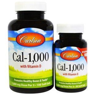 Carlson Labs, Кал-1000, 100 желатиновых капсул + 30 капсул в подарок CAR-51640 фото