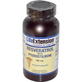 Life Extension, Ресвератрол с птеростильбеном, 100 мг, 60 капсул на растительной основе LEX-14106 фото