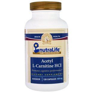 NutraLife, Ацетил-L-карнітину гідрохлорид, 500 мг, 120 капсул NLF-18315 фото